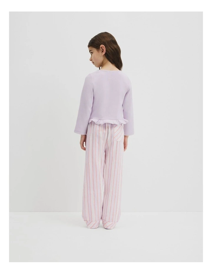 Long Sleeve Stripe Sleep Set in Lavender Fog Stripe image 5