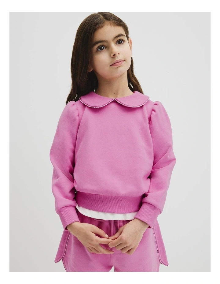Australian Cotton Collar Sweat in Mauve image 1