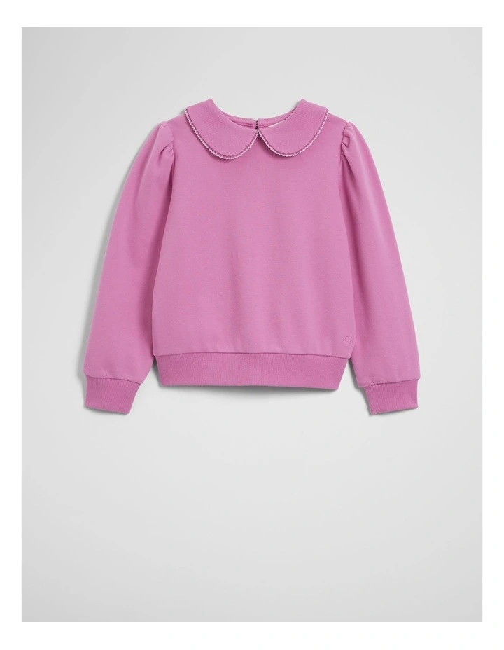 Australian Cotton Collar Sweat in Mauve image 2
