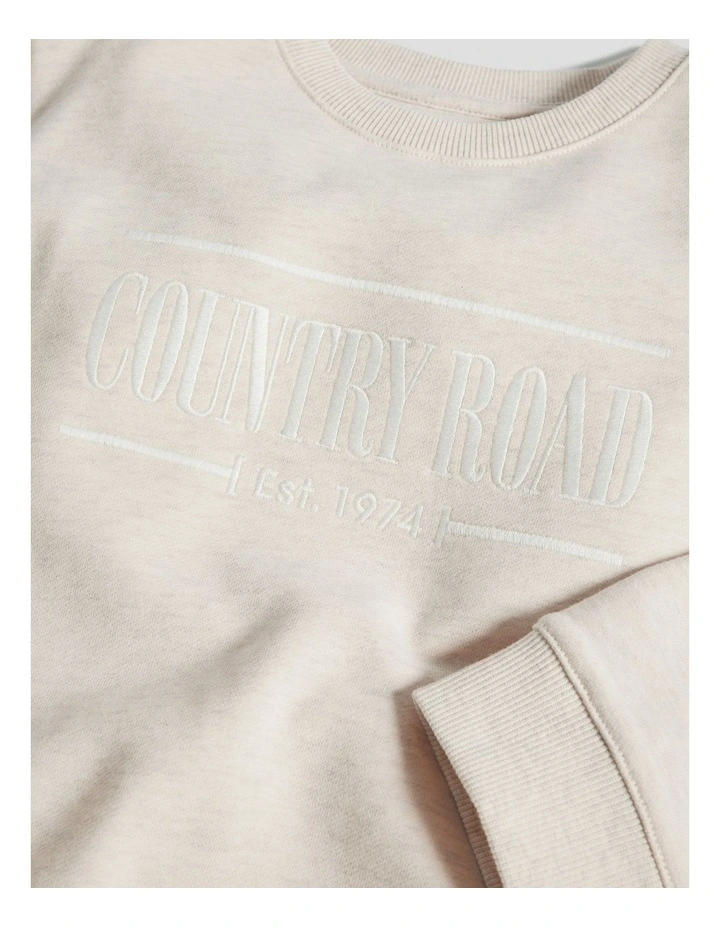 Australian Cotton Relaxed Heritage Sweat in Oatmeal Marle image 2