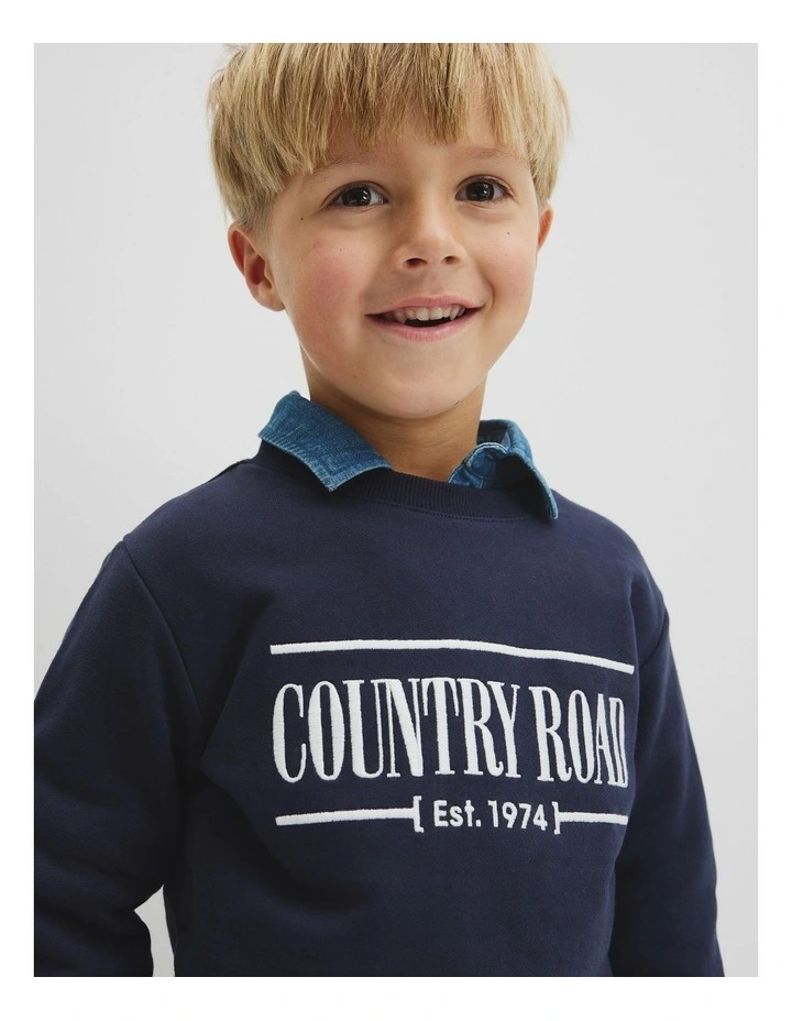 Australian Cotton Relaxed Heritage Sweat in French Navy image 3