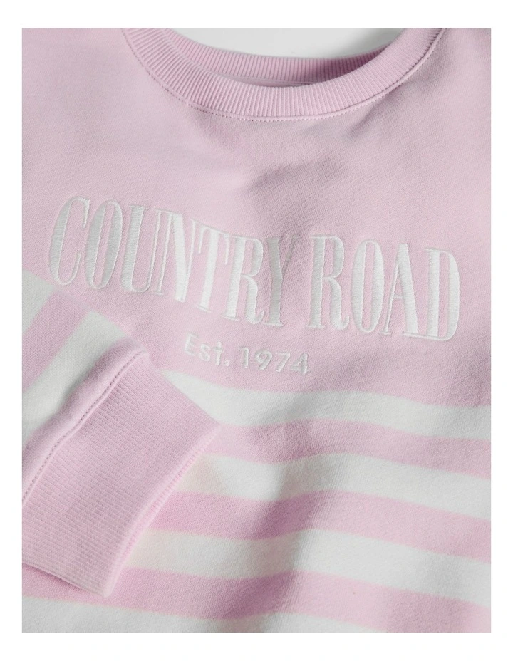 Australian Cotton Relaxed Heritage Sweat in Cloud Pink Stripe image 2