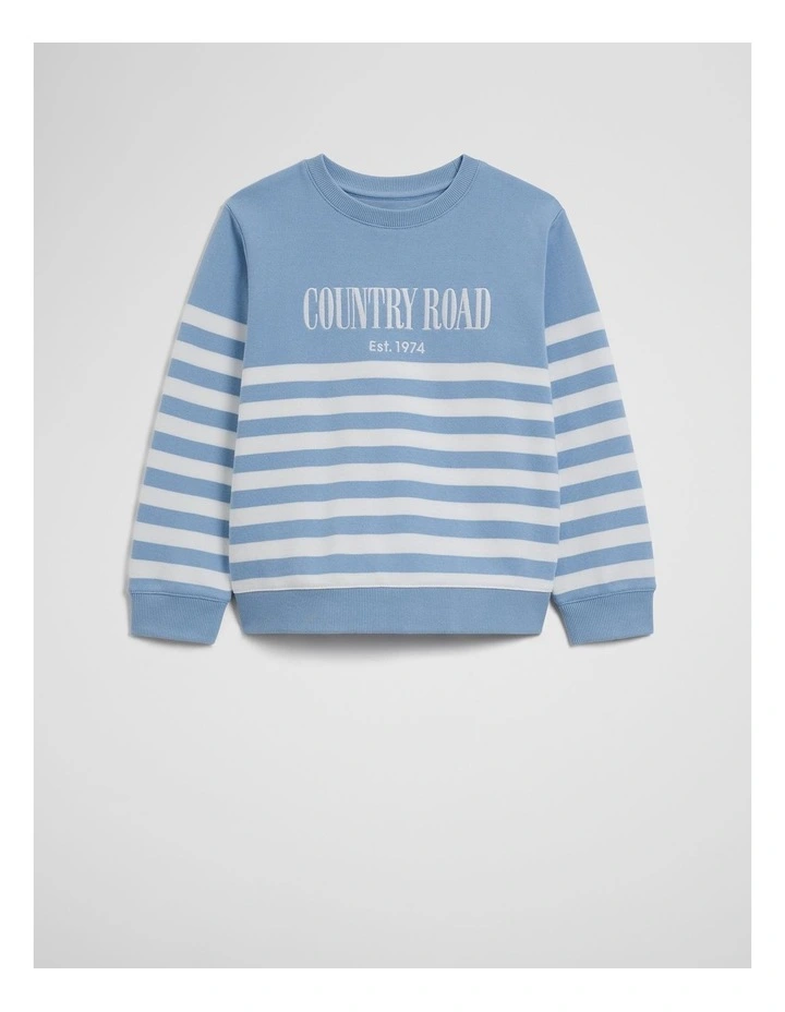 Australian Cotton Relaxed Heritage Sweat in Mid Blue Stripe image 2