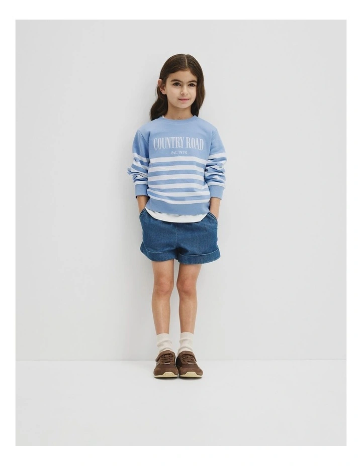 Australian Cotton Relaxed Heritage Sweat in Mid Blue Stripe image 4