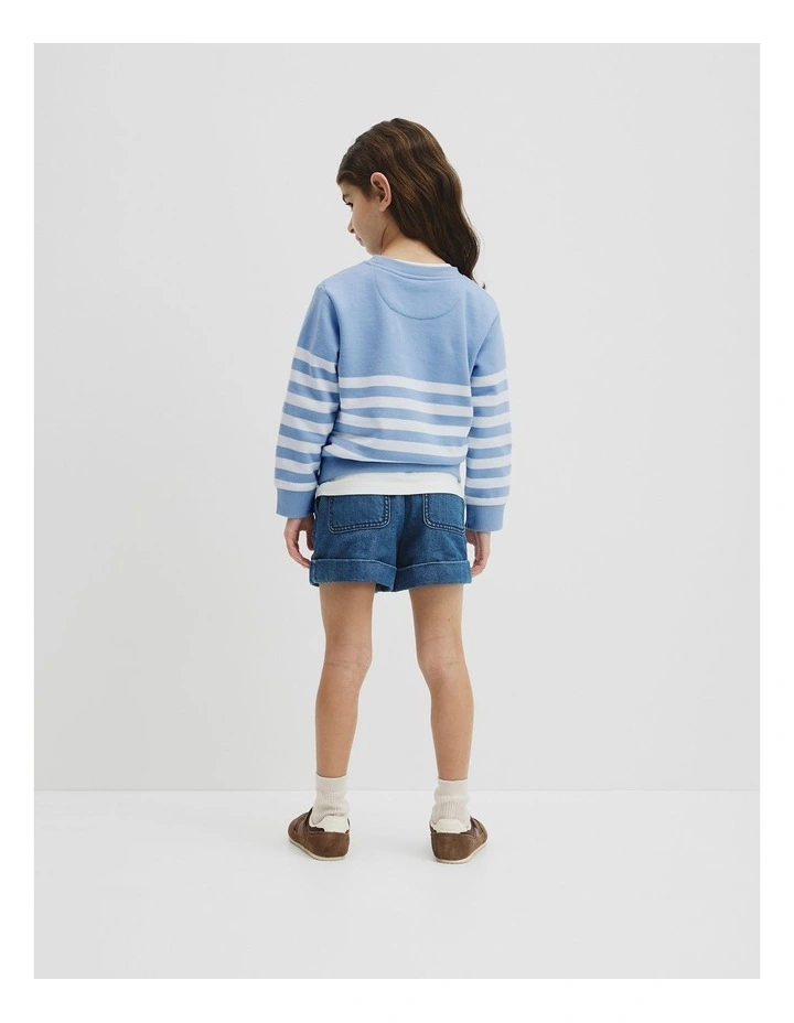 Australian Cotton Relaxed Heritage Sweat in Mid Blue Stripe image 5