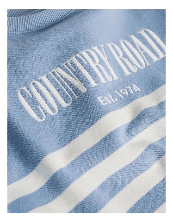 Australian Cotton Relaxed Heritage Sweat in Mid Blue Stripe image 6