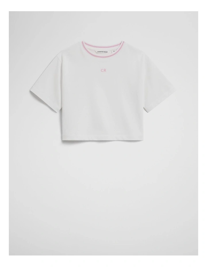 Australian Cotton Short Sleeve Crop Boxy T-shirt in Marshmallow image 2
