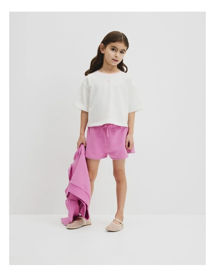 Australian Cotton Short Sleeve Crop Boxy T-shirt in Marshmallow image 4