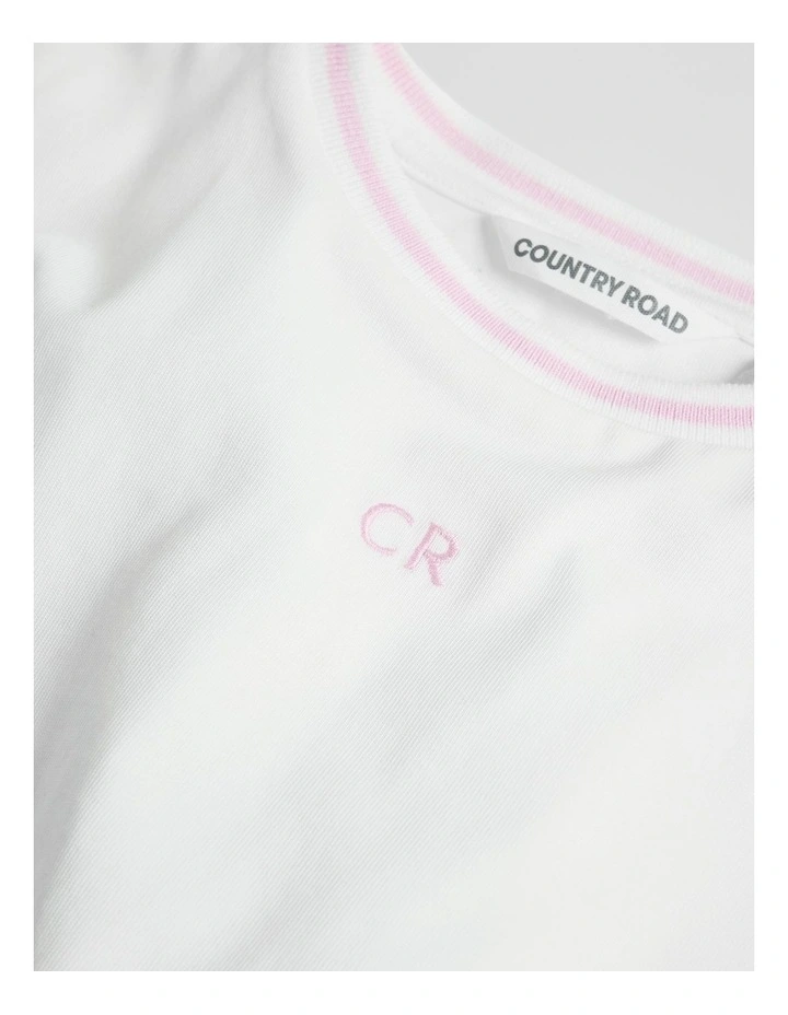 Australian Cotton Short Sleeve Crop Boxy T-shirt in Marshmallow image 6