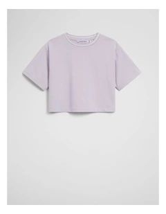 Australian Cotton Short Sleeve Crop Boxy T-shirt in Lavender Fog