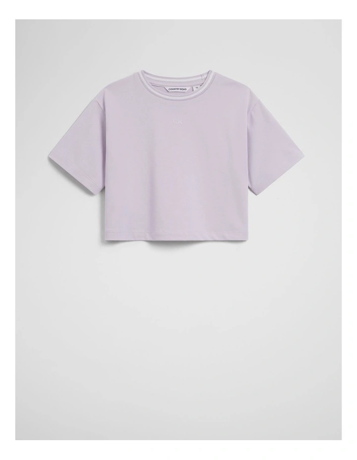 Australian Cotton Short Sleeve Crop Boxy T-shirt in Lavender Fog image 1