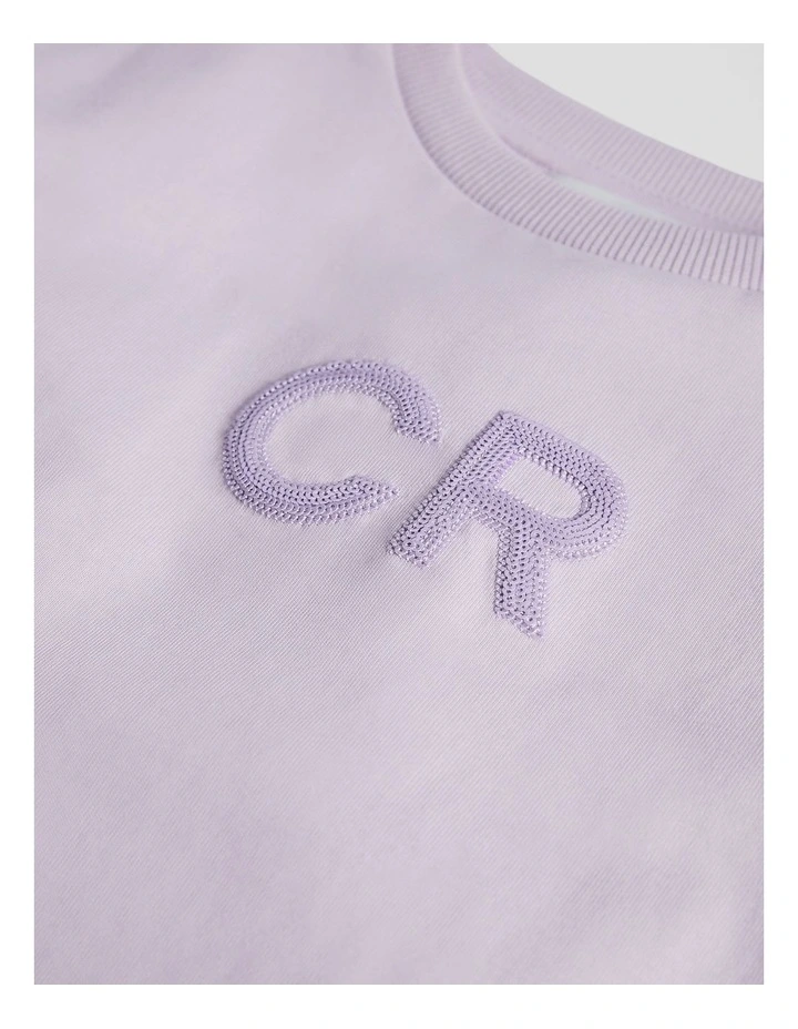 Organically Grown Cotton Short Sleeve Sequin Logo T-shirt in Lavender Fog image 2
