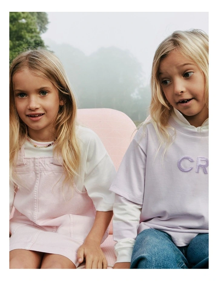 Organically Grown Cotton Short Sleeve Sequin Logo T-shirt in Lavender Fog image 3