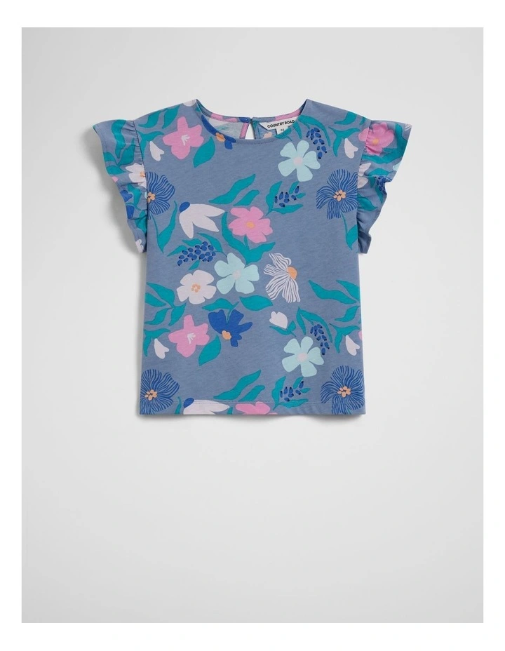 Australian Cotton Short Sleeve Yardage Print T-shirt in Dark Floral Print image 1
