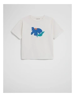 Australian Cotton Short Sleeve Abstract Osize T-shirt in Marshmallow