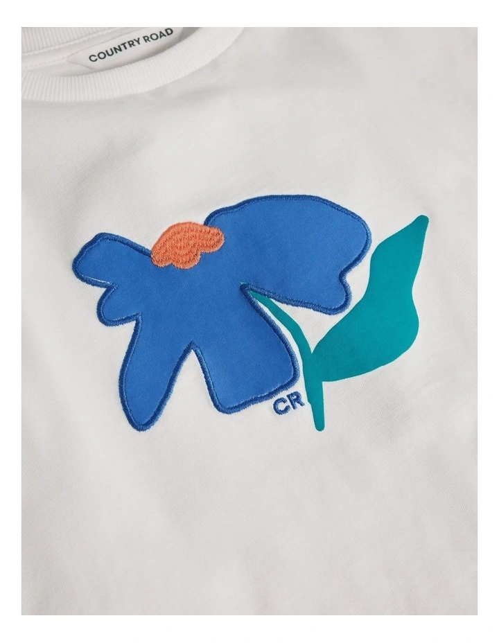 Australian Cotton Short Sleeve Abstract Osize T-shirt in Marshmallow image 2