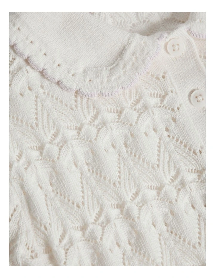 Australian Cotton Short Sleeve Collar Knit Top in Marshmallow image 6
