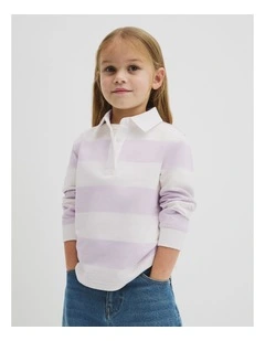 Organically Grown Cotton Blend Relaxed Heritage Sweat in Lavender Fog Stripe