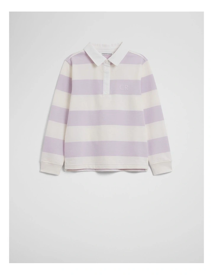 Organically Grown Cotton Blend Relaxed Heritage Sweat in Lavender Fog Stripe image 2