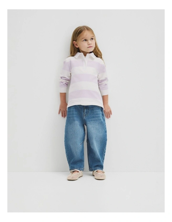 Organically Grown Cotton Blend Relaxed Heritage Sweat in Lavender Fog Stripe image 4