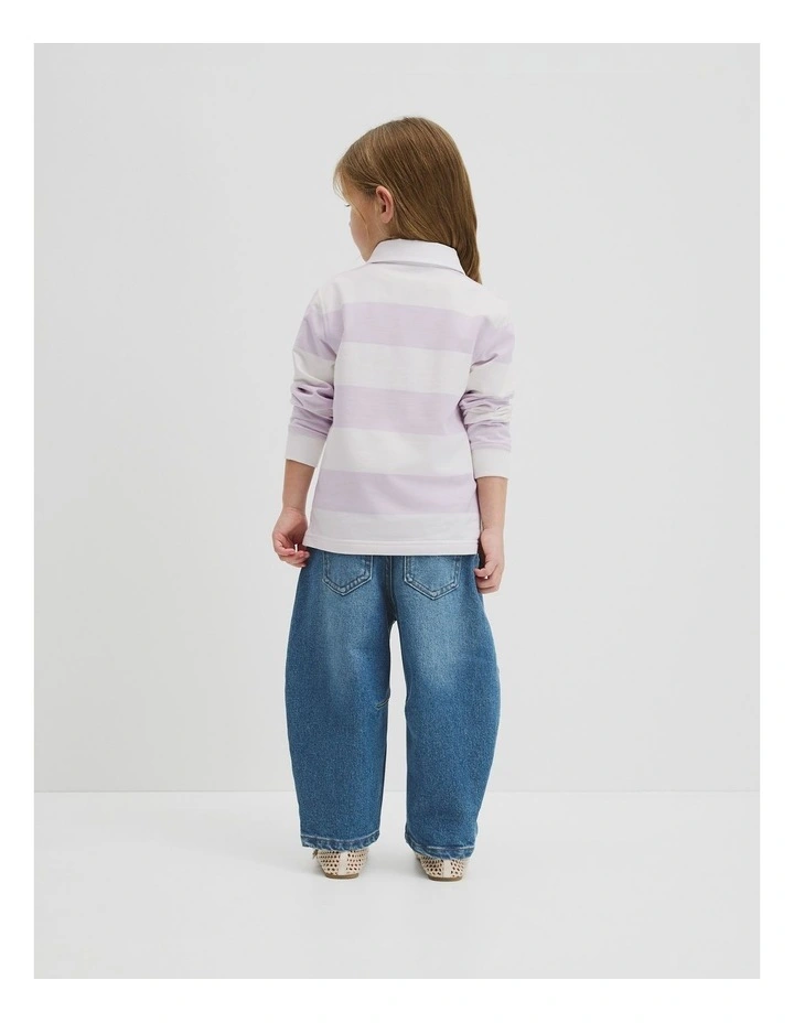 Organically Grown Cotton Blend Relaxed Heritage Sweat in Lavender Fog Stripe image 5