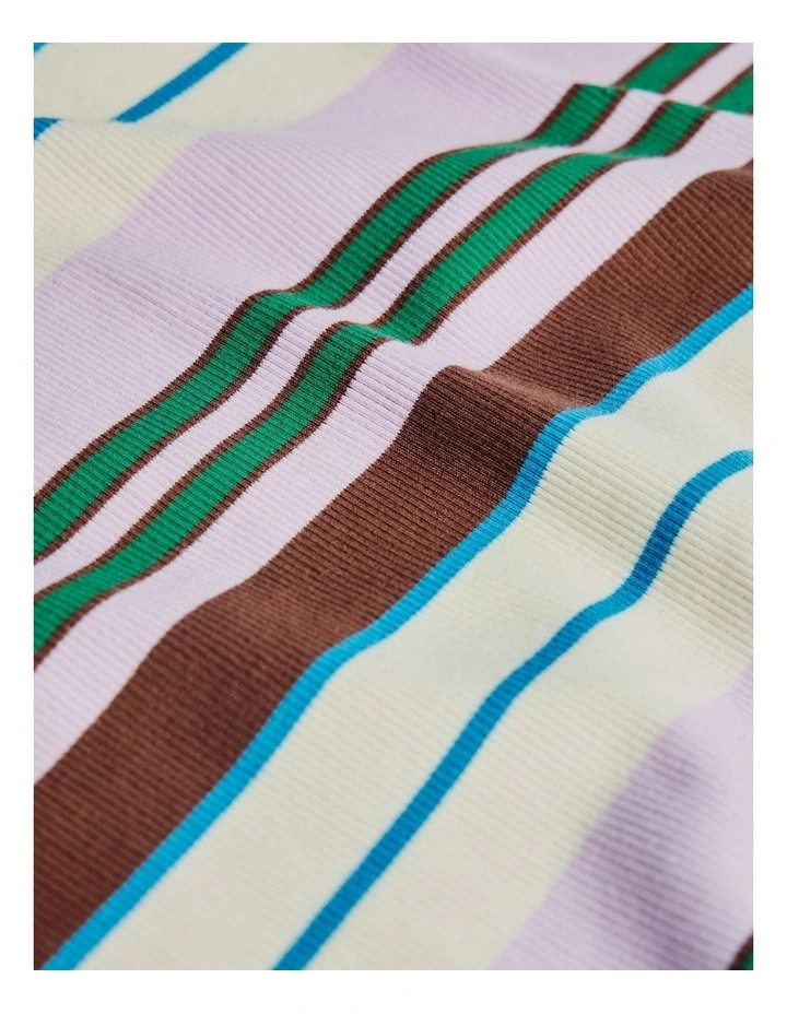 Short Sleeve Collar Polo Dress in Multi Stripe image 6