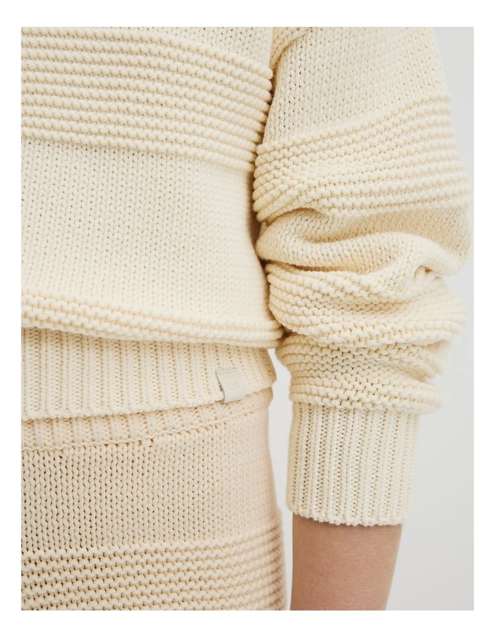 Teen Australian Cotton Blend Long Sleeve Relaxed Crop Knit in Stone image 3