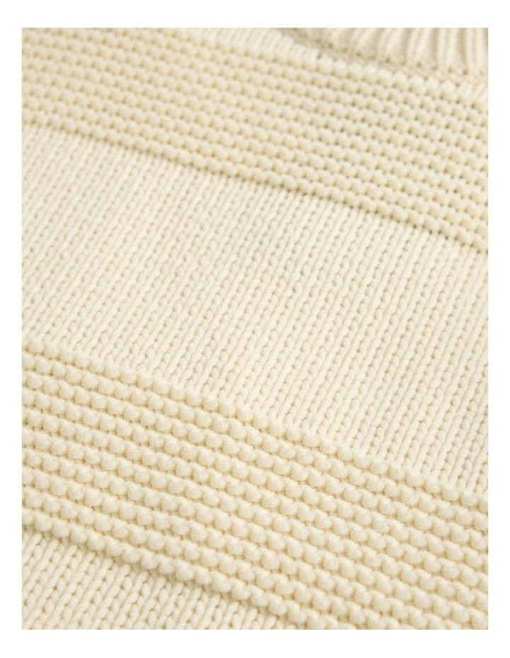 Teen Australian Cotton Blend Long Sleeve Relaxed Crop Knit in Stone image 6