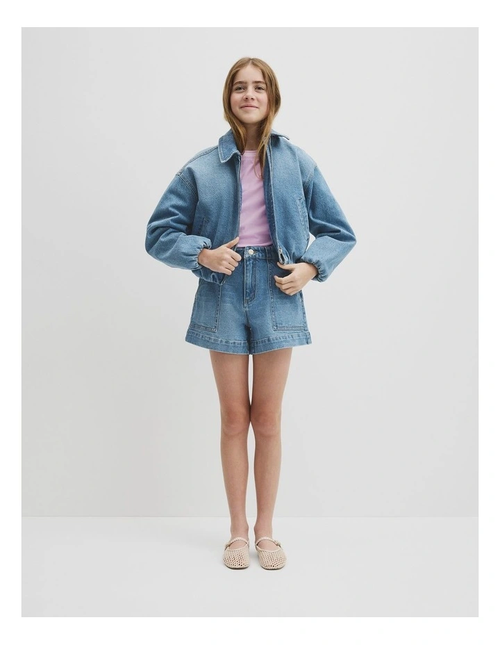 Teen Denim Short in Light Wash image 1