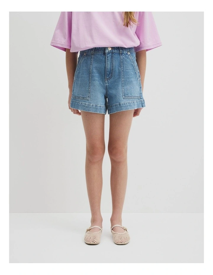 Teen Denim Short in Light Wash image 4