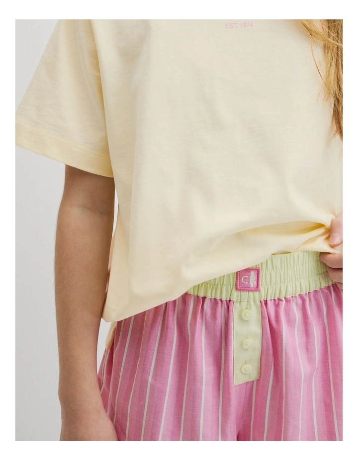 Teen Australian Cotton Short Sleeve Stripe Sleep Set in Bubblegum Stripe image 3