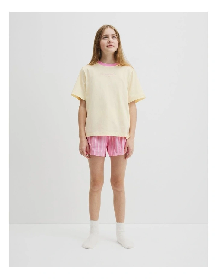 Teen Australian Cotton Short Sleeve Stripe Sleep Set in Bubblegum Stripe image 4
