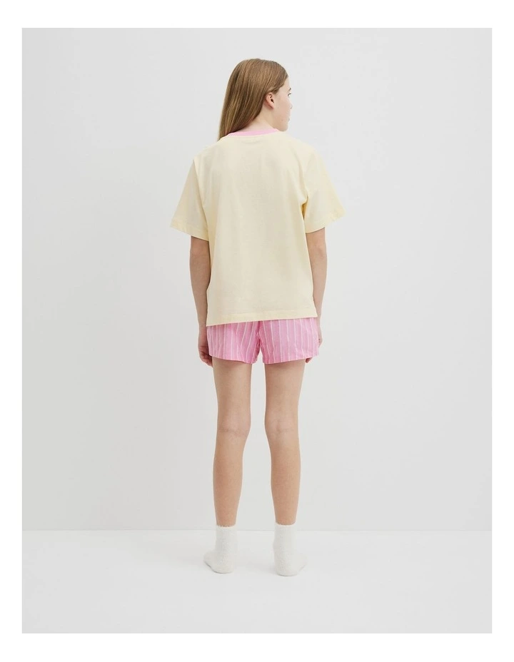 Teen Australian Cotton Short Sleeve Stripe Sleep Set in Bubblegum Stripe image 5