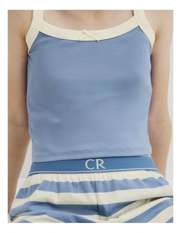 Teen Australian Cotton Sleeveless Cami Sleep Set in Buttermilk Stripe image 3