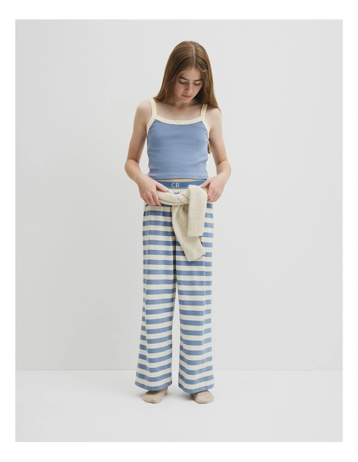 Teen Australian Cotton Sleeveless Cami Sleep Set in Buttermilk Stripe image 4