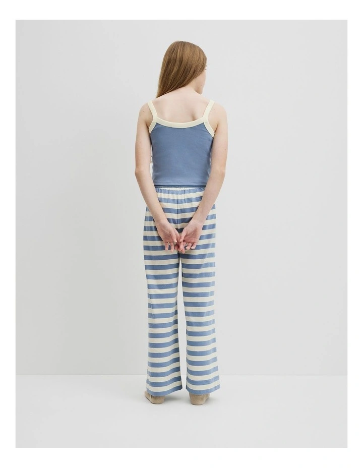 Teen Australian Cotton Sleeveless Cami Sleep Set in Buttermilk Stripe image 5