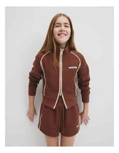 Teen Raglan Zip Through Jacket in Pecan