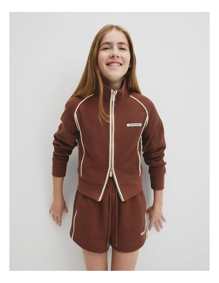 Teen Raglan Zip Through Jacket in Pecan image 1