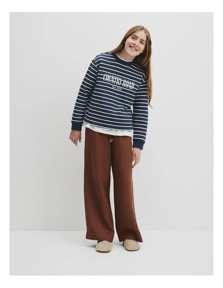 Teen Australian Cotton Relaxed Heritage Sweat in Navy Stripe image 4