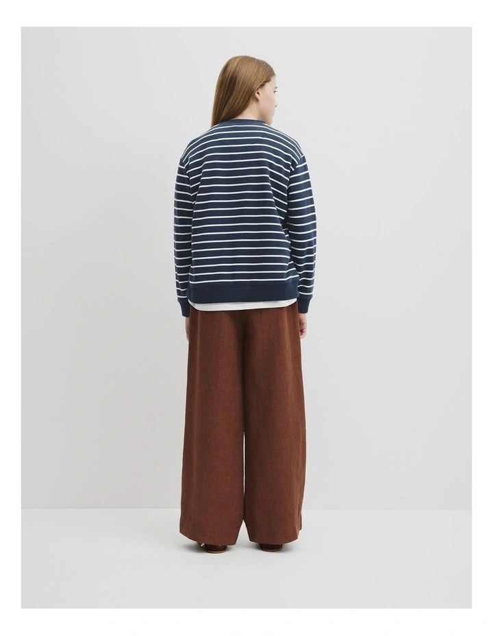 Teen Australian Cotton Relaxed Heritage Sweat in Navy Stripe image 5