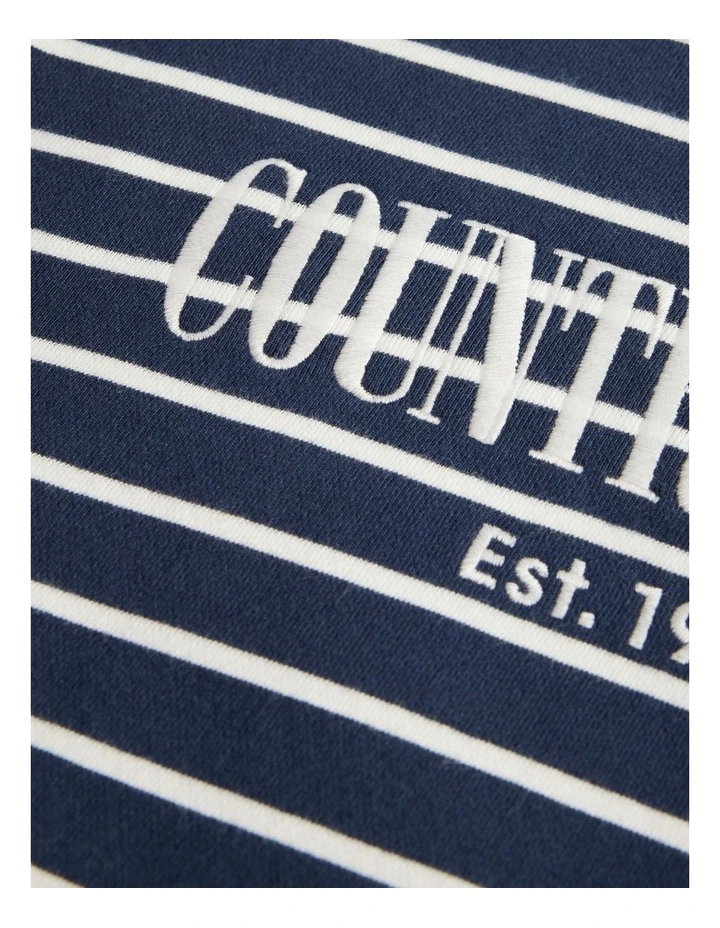 Teen Australian Cotton Relaxed Heritage Sweat in Navy Stripe image 6
