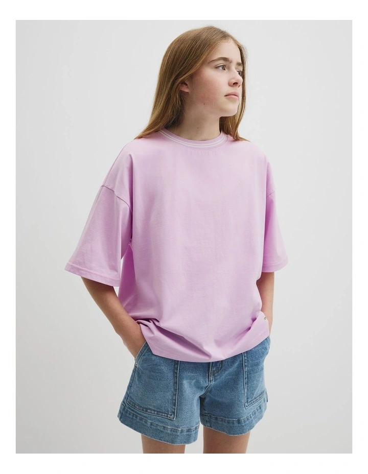 Teen Australian Cotton Short Sleeve Oversized T-shirt in Wisteria image 1