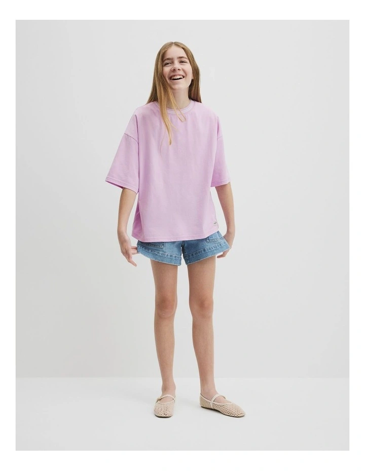 Teen Australian Cotton Short Sleeve Oversized T-shirt in Wisteria image 4