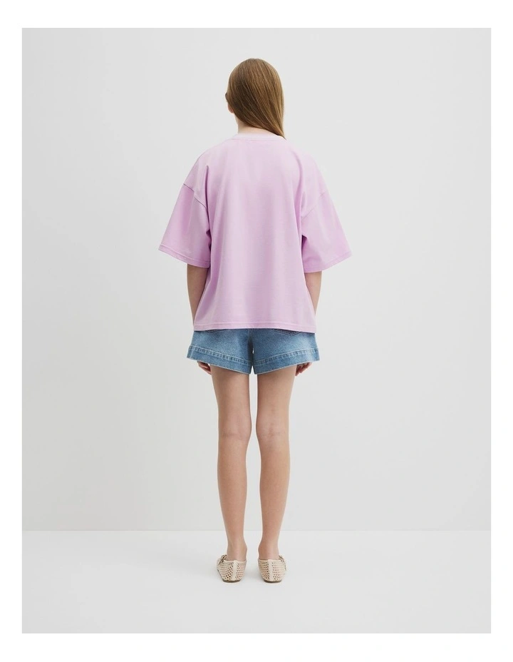 Teen Australian Cotton Short Sleeve Oversized T-shirt in Wisteria image 5