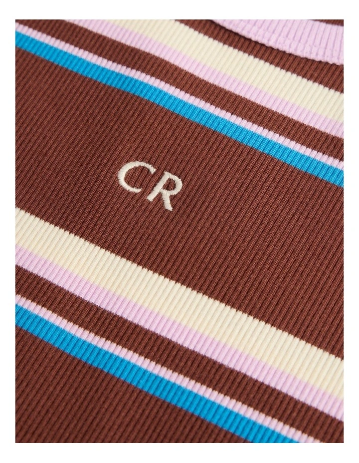 Teen Australian Cotton Blend Short Sleeve Rib T-shirt in Pecan Stripe image 6