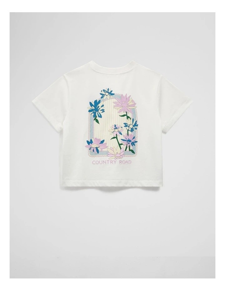Teen Australian Cotton Short Sleeve Boxy Print T-shirt in Marshmallow image 2