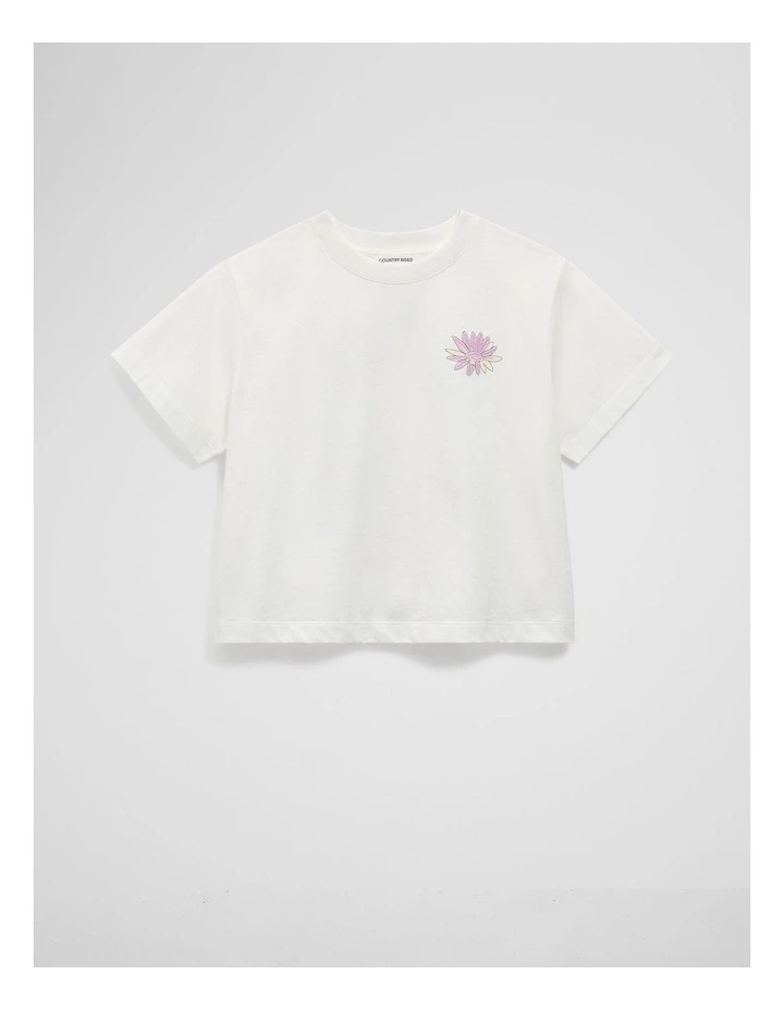 Teen Australian Cotton Short Sleeve Boxy Print T-shirt in Marshmallow image 7