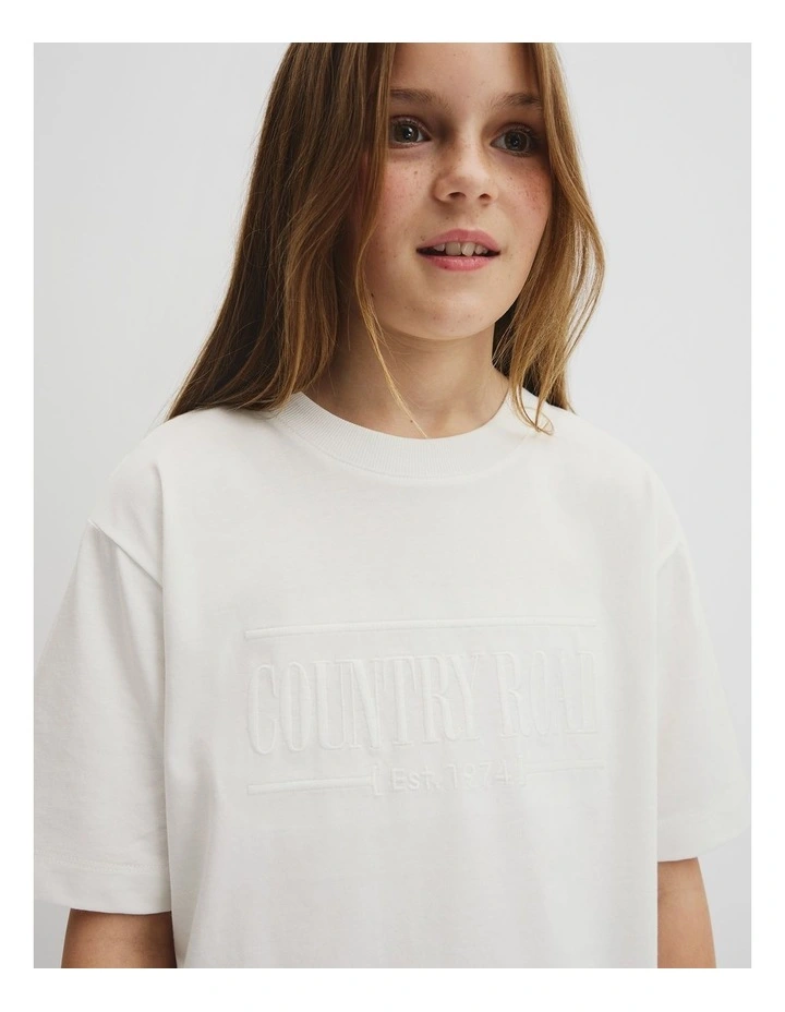 Teen Australian Cotton Short Sleeve Relaxed Heritage T-shirt in Marshmallow image 2