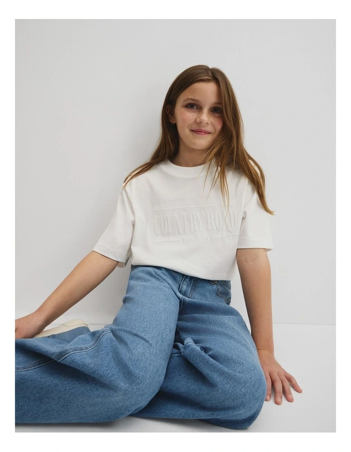 Teen Australian Cotton Short Sleeve Relaxed Heritage T-shirt in Marshmallow image 3