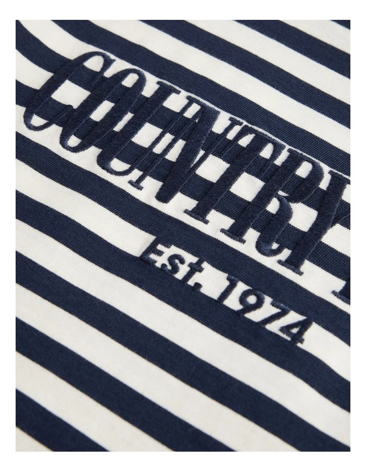 Teen Australian Cotton Short Sleeve Relaxed Heritage T-shirt in Navy Stripe image 6